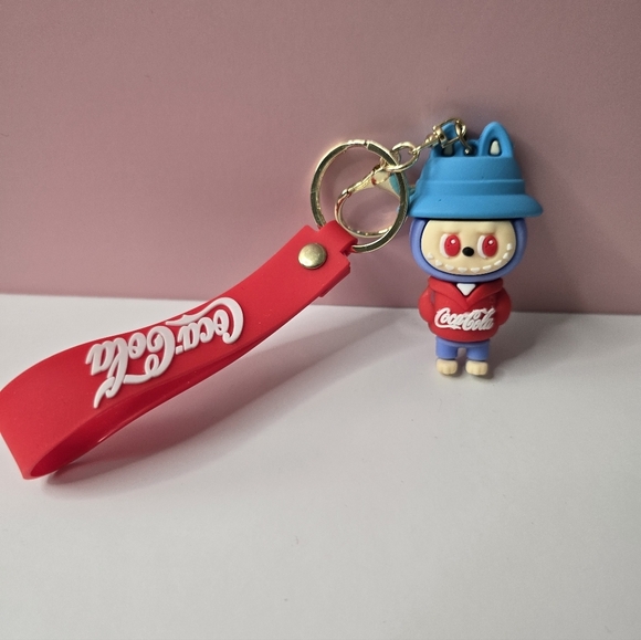 Coca Cola Accessories - Labubu x Coca-Cola Keychain-Kawaii Cartoon Vinyl Figure Charm